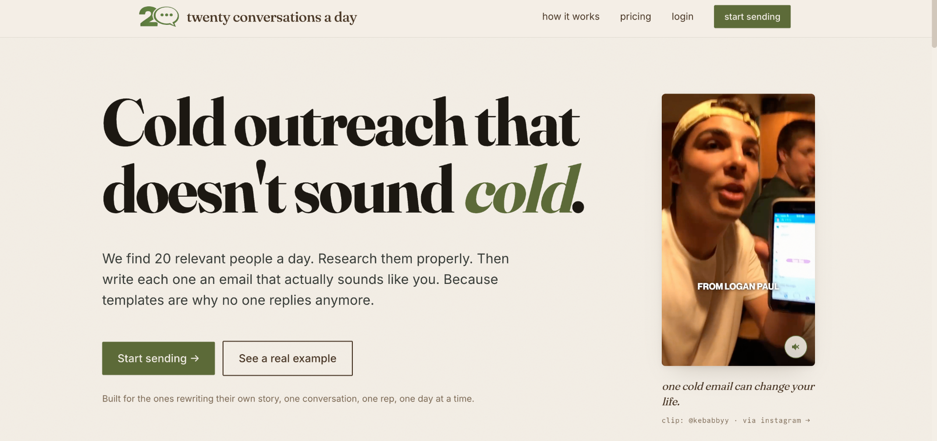 20 Conversations a Day landing page